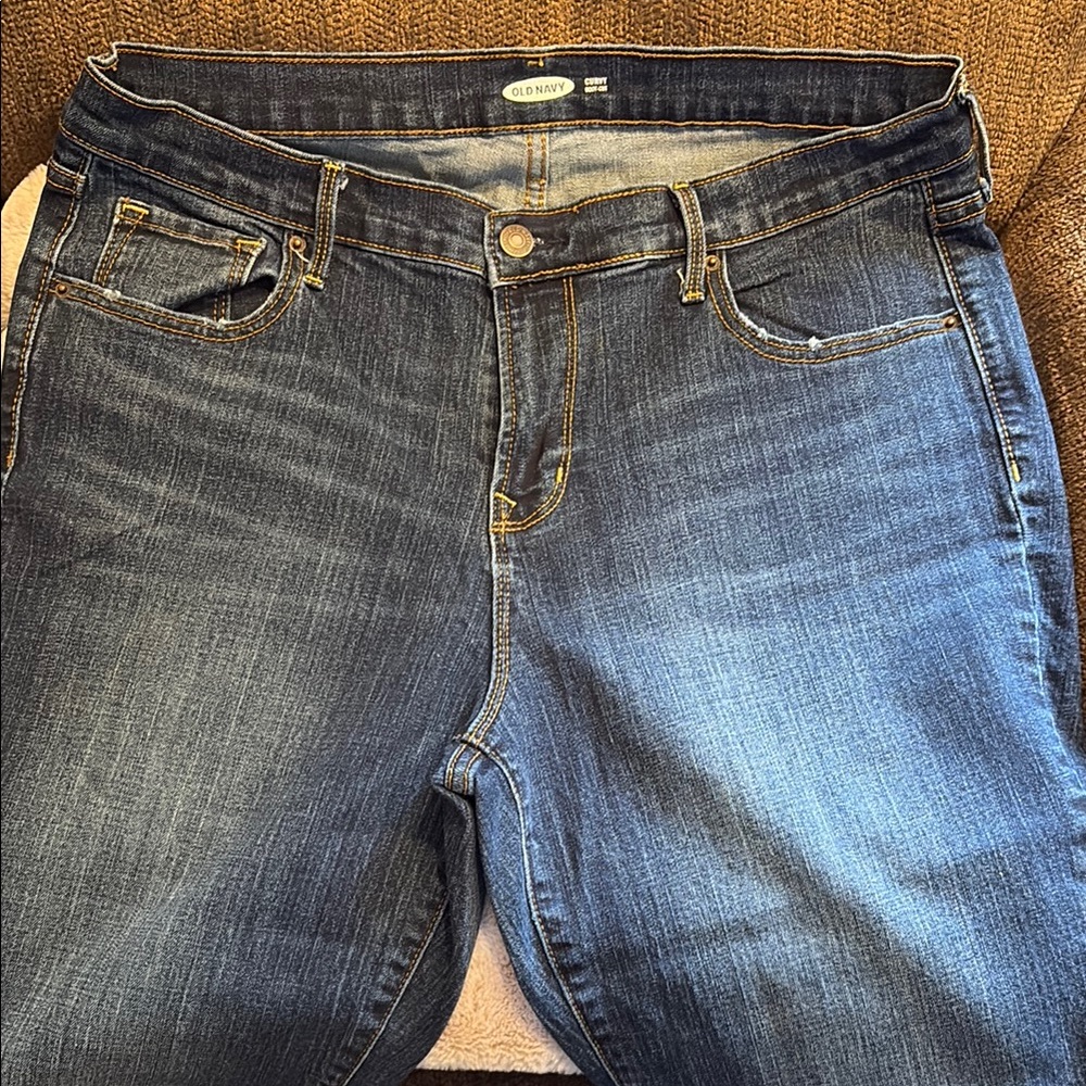 Old Navy Women's Dark Blue Straight Boot Leg Jeans, 14